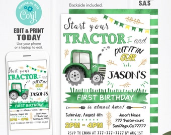 Tractor Invitation, Tractor Invites, Instant Download Tractor Invitations, Tractor701