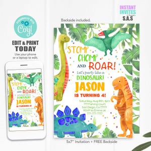 Dinosaur Invitation, Dinosaur Birthday Invite, Instant Download Dinosaur Invite, Dinosaur Invite, Dinosaur Party Invite, Dinosaur712A