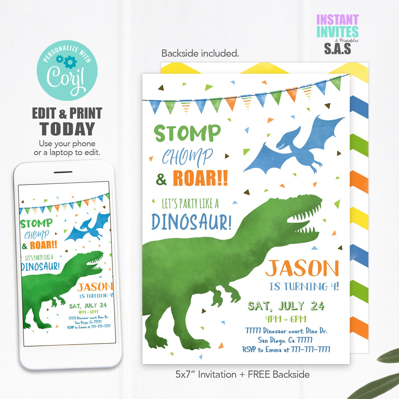 dinosaur-invitation-dinosaur-invites-instant-download-etsy