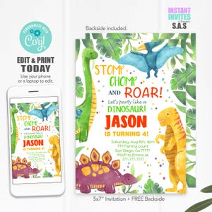 Dinosaur Invitation, Dinosaur Birthday Invite, Instant Download Dinosaur Invite, Dinosaur Invite, Dinosaur Party Invite, Dinosaur713A