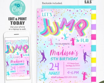 Jump Invitation, Jump Invites, Instant Download Jump Invitations, Jump701