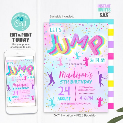 Jump Invitation Jump Invites Instant Download Jump | Etsy