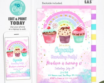 Cupcake Invitation, Cupcakes Invites, Instant Download Cupcake Decorating Invitations, Cupcake705