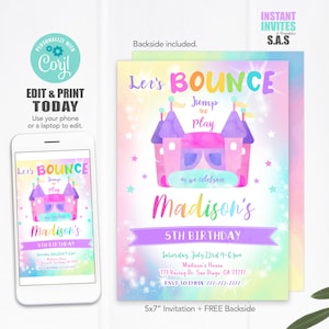 Bounce House Invitation, Bounce Invitation, Instant Download Bounce Invitation Template, Bounce710