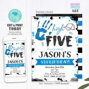 High Five Invitation, High Five Invites, Instant Download High Five Invitations, HighFive706