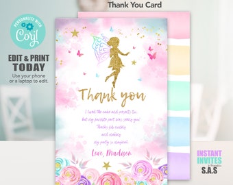 Fairy Thank you Card, Fairy Cards, Fairy Thank you cards, Fairy706