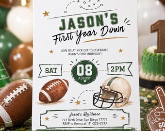 Football Birthday Invite, American Football Invitation Editable Digital Download (5x7") Football804