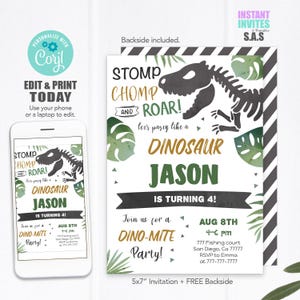Dinosaur Invitation, Dinosaur Birthday Invitation, Instant Download Dinosaur Invite, Dinosaur Invite, Dinosaur Party Invite, Dinosaur706A