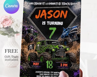 Monster Truck Birthday Invitation: Editable Racing Truck Party Invite (Digital Download)
