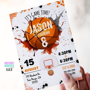 Basketball Invitation, Basketball Birthday Invites, Instant Download Basketball Invitations