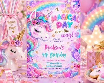 Unicorn Birthday Invitation: Unicorn Magical Day Party Invite (Digital Download) Unicorn809