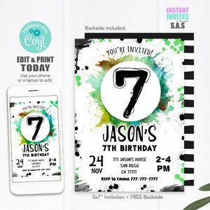 Invito di compleanno per ragazzo, inviti di compleanno per ragazzo, download immediato di inviti per numero di ragazzo, Boy712