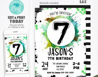 Boy Birthday Invitation, Boy Birthday Invites, Instant Download Boy Number Invitations, Boy712