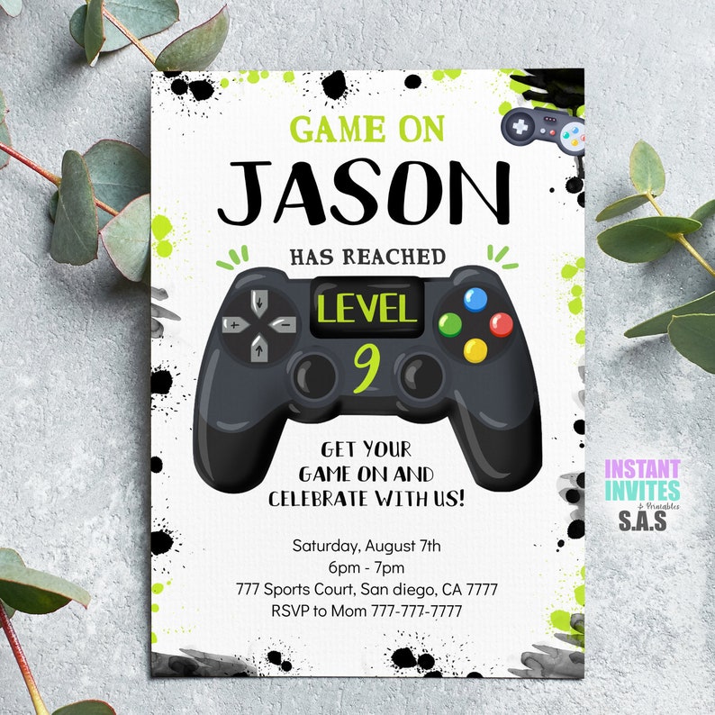 Video Games Invitation, Video Games Invites, Instant Download Video Games Invitations, VideoGames704 image 2