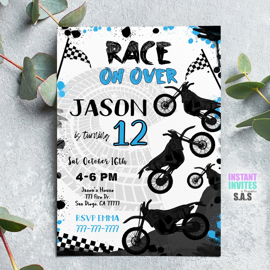 Bike Party Invitation, Dirt Bike Invites, Instant Download Dirt Bike ...