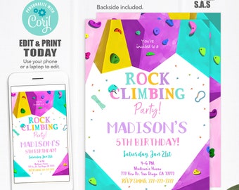 Rock Climbing Invitation, Rock Climbing Birthday Invites, Instant Download Rock Climbing Invitations, Rock703