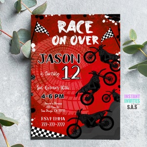 Bike Party Invitation Dirt Bike Invites Instant Download | Etsy