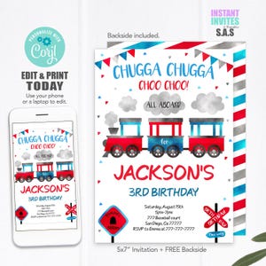 Train Birthday Invitation: Instant Download Party Invite