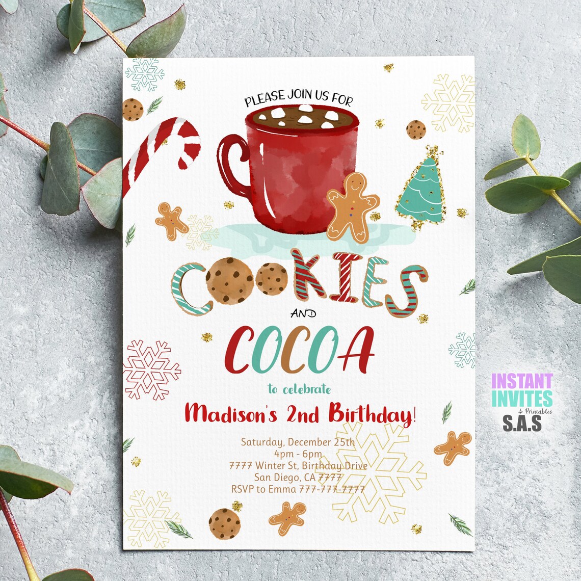 Cookie and Cocoa Invitation Cookie and Cocoa Invites Instant - Etsy