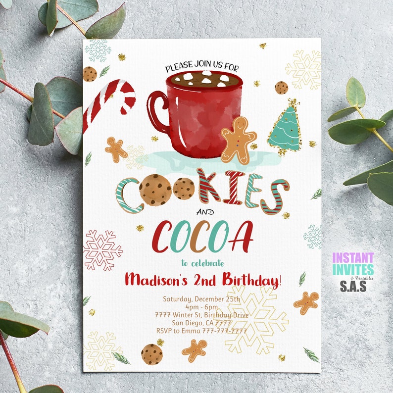 Cookie and Cocoa Invitation Cookie and Cocoa Invites Instant - Etsy