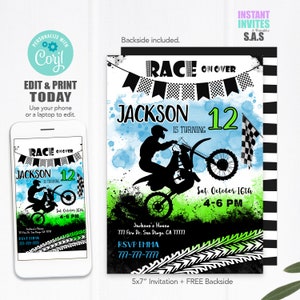 Dirt Bike Birthday Invitation: Editable Party Invites (Digital Download)
