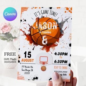 Basketball-Geburtstagseinladung: Bearbeitbare Vorlage (Instant Download)