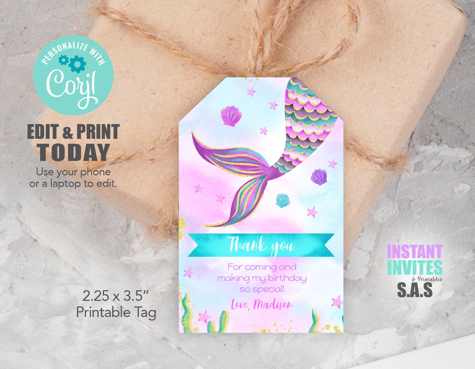 Mermaid Tags Mermaid Birthday Tags Mermaid Favor Tags Etsy