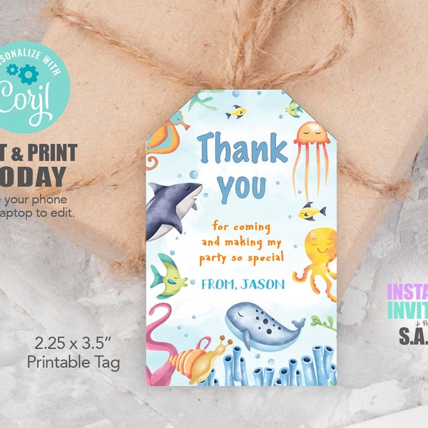 Under The Sea Tags, Under The Sea Birthday Tags, Under The Sea Favor Tags, UnderSea701