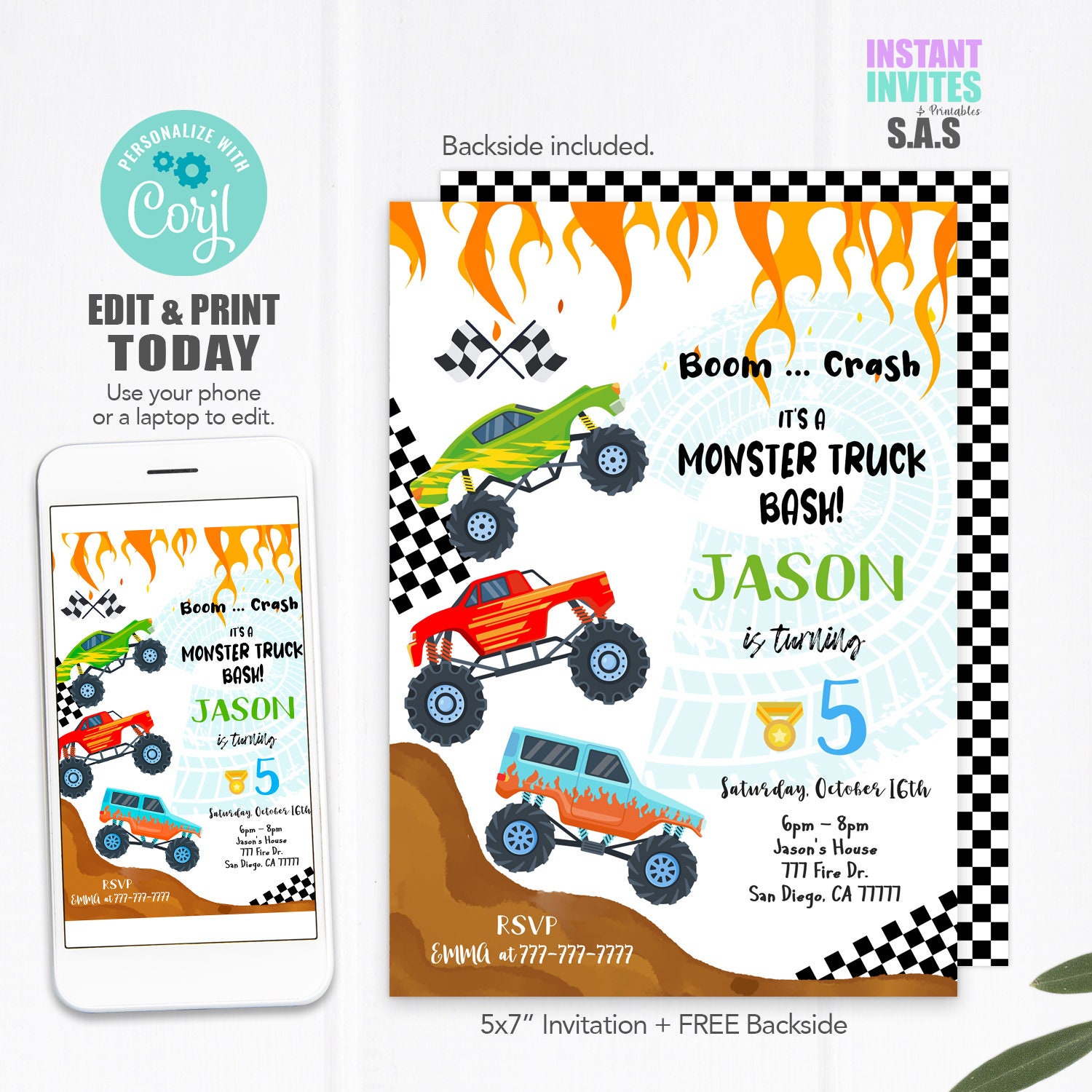 Monster Truck Birthday Party Etsy France