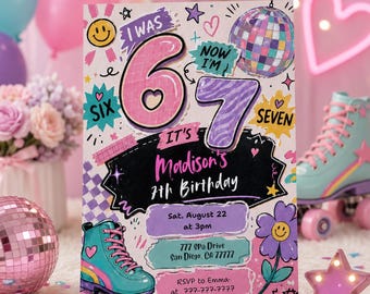 Six Seven Invitation: 7th Birthday Invite (Digital Download) 7th804