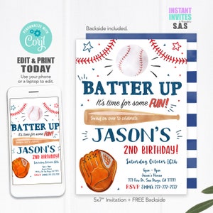 Baseball-Einladung, Baseball lädt ein, sofortiger Download Baseball Party-Einladungen, Baseball712