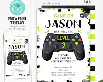 Video Games Invitation, Video Games Invites, Instant Download Video Games Invitations, VideoGames704