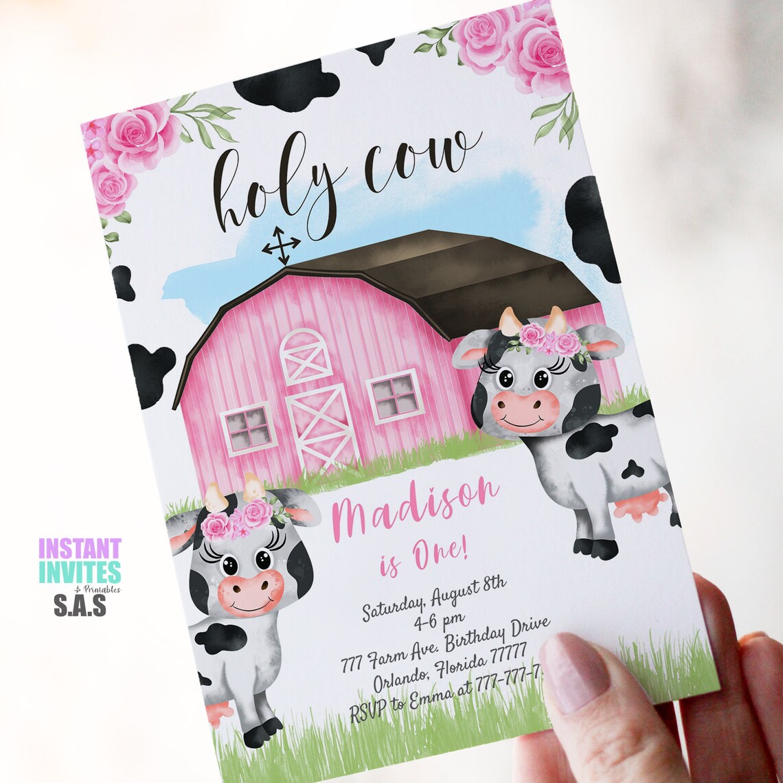 Cow Invitation Cow Invites Instant Download Cow Invitations Etsy