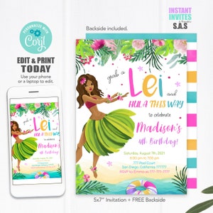 Hawaiian Luau Invitation: Editable Tropical Party Invite (Digital Download)