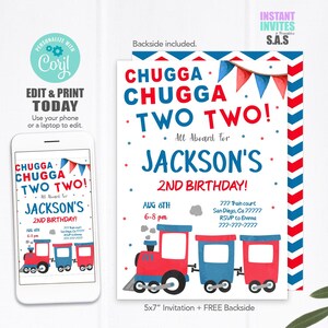 Train Birthday Invitation: Editable Party Invite (Instant Download)