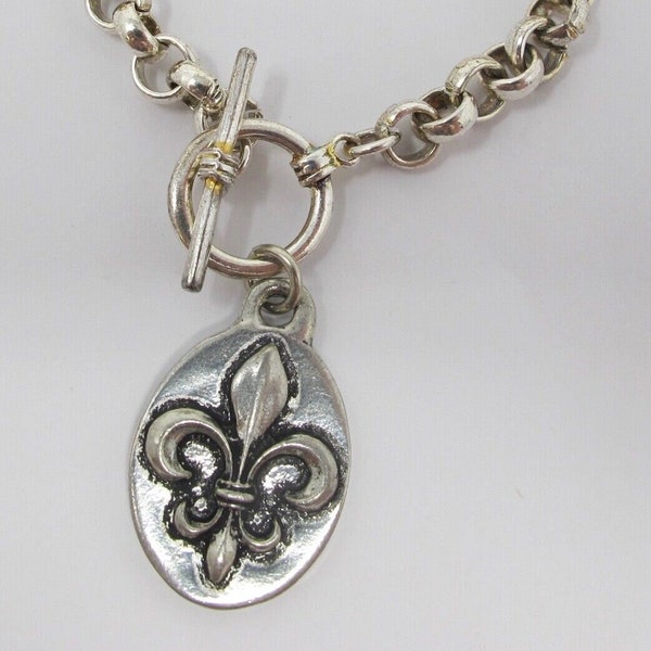 New Orleans "Believe" Fleur de Lis Link Bracelet