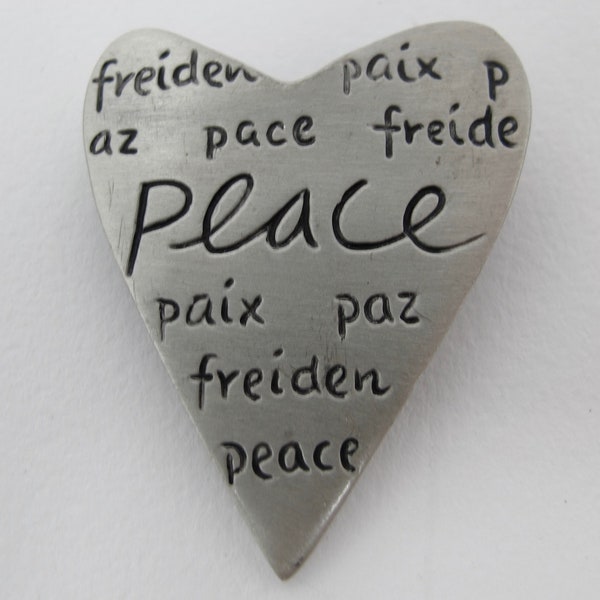 Sandra Magsamen by Department 58 Pewter Peace Heart Brooch