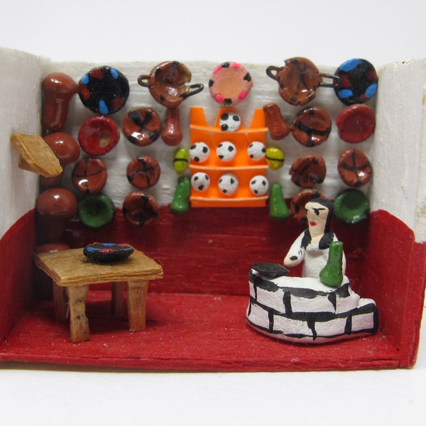 Miniature Mexican Folk Art Shopkeeper Nicho