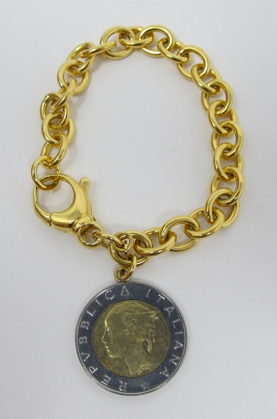 Bronze Milor Italy 14-Karat Gold-Plated Charm Brac