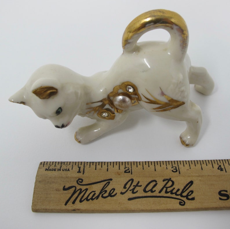 Nippon Yoko Boeki White & Gold Porcelain Cat Figurine Etsy