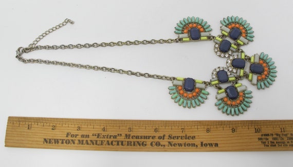 Adjustable Bib Necklace With Acrylic Stones & Rhi… - image 3