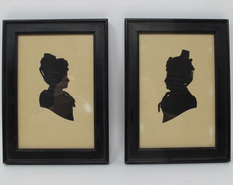 Antique Silhouette of a Lady in Ebonised Frame 