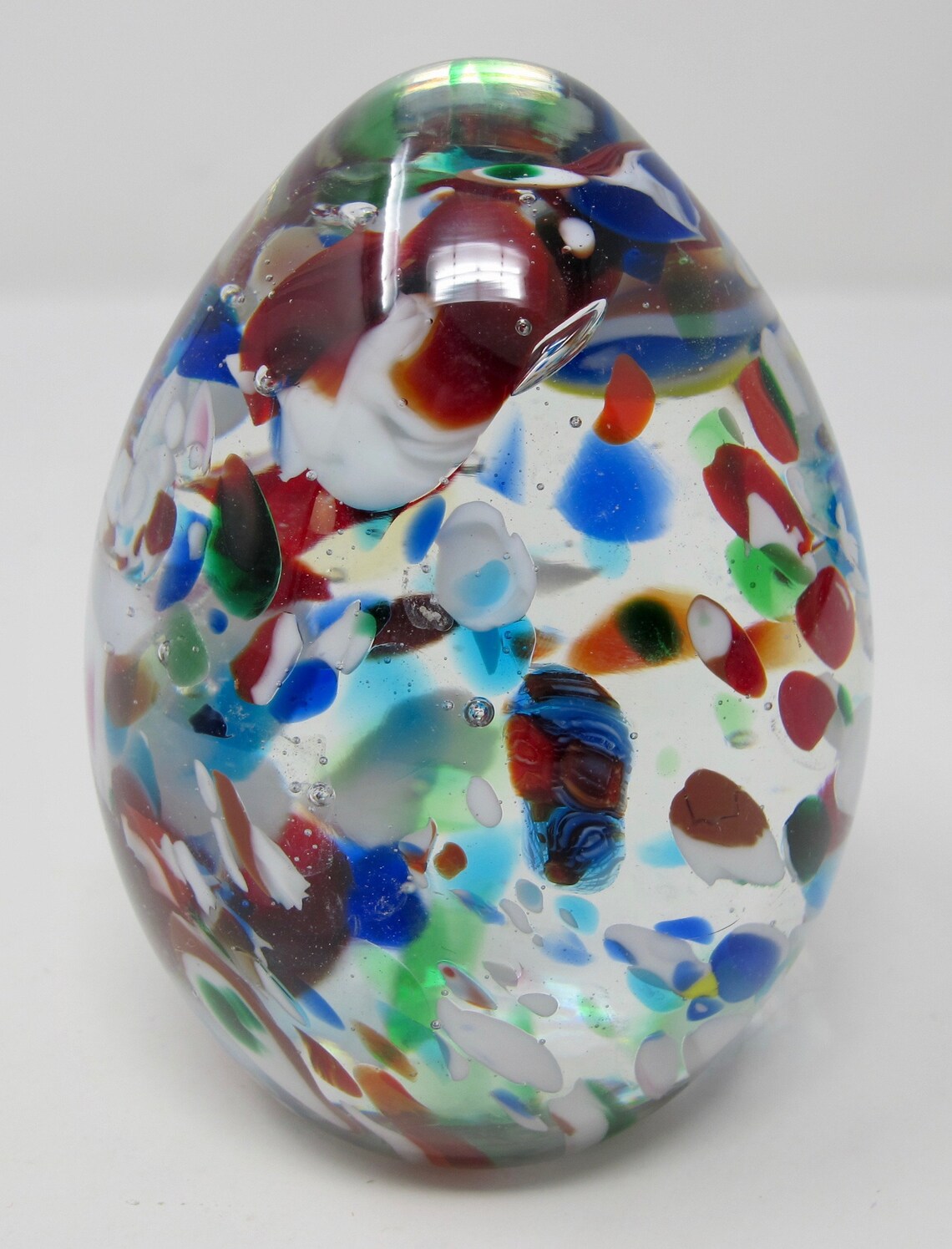 Confetti Art Glass Egg Paperweight Etsy
