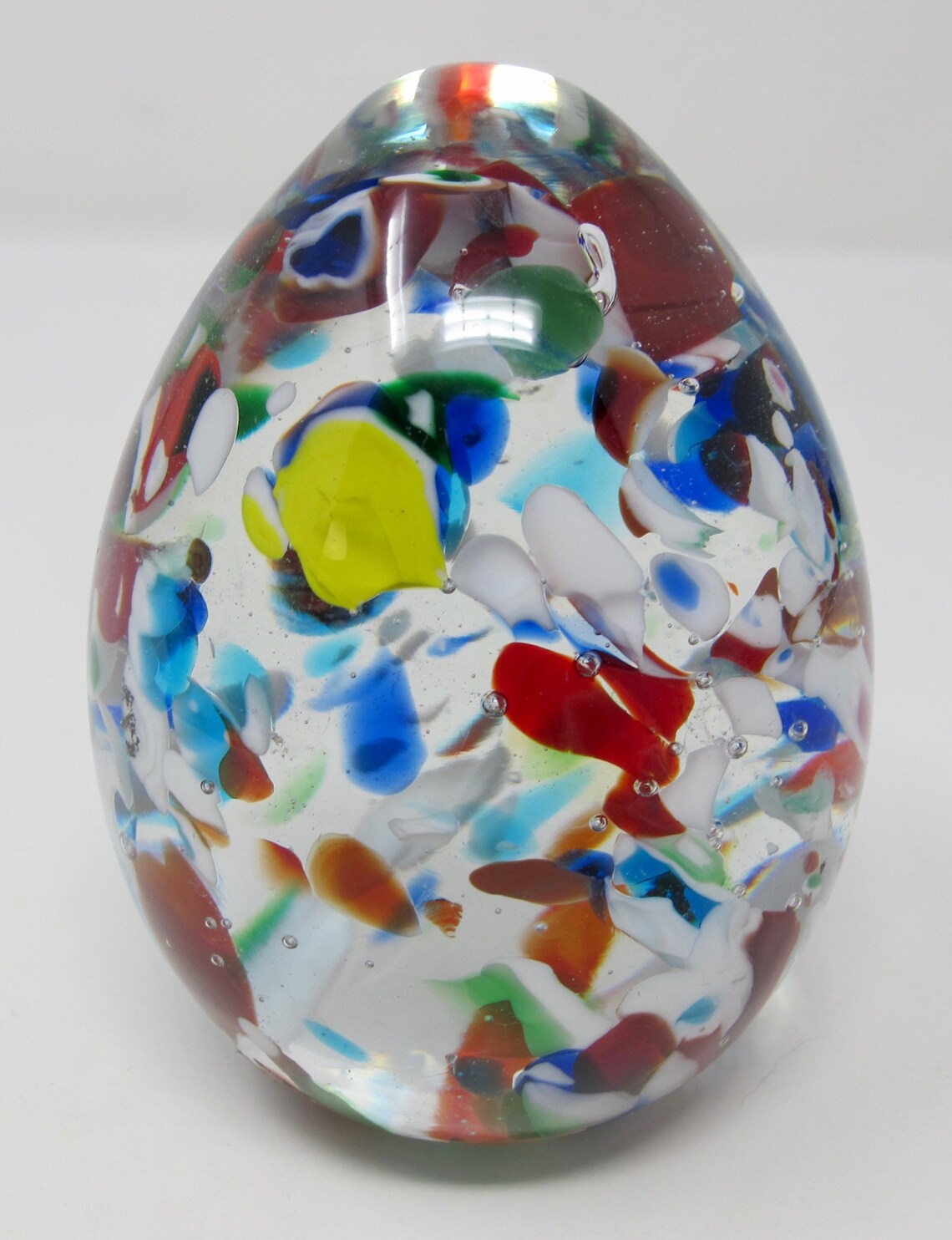Confetti Art Glass Egg Paperweight Etsy