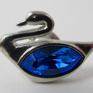 Swarovski Swan Lapel Pin With Blue Marquise Crystal