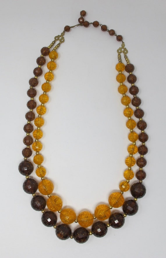 1960s Orange & Brown Glitter Lucite Double-Strand 