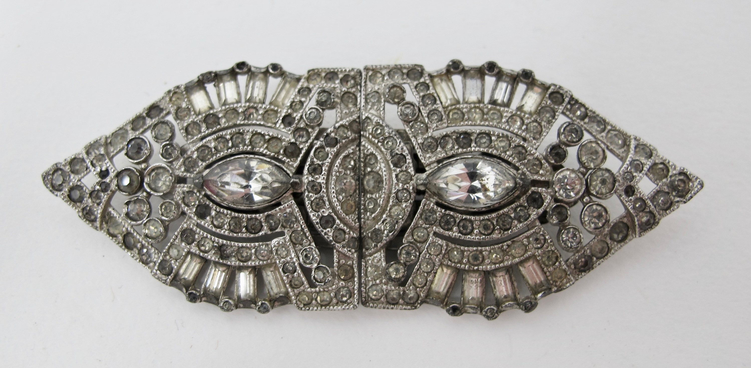 Coro Duette 1930 Art Deco Rhinestone Brooch / Dress Clips