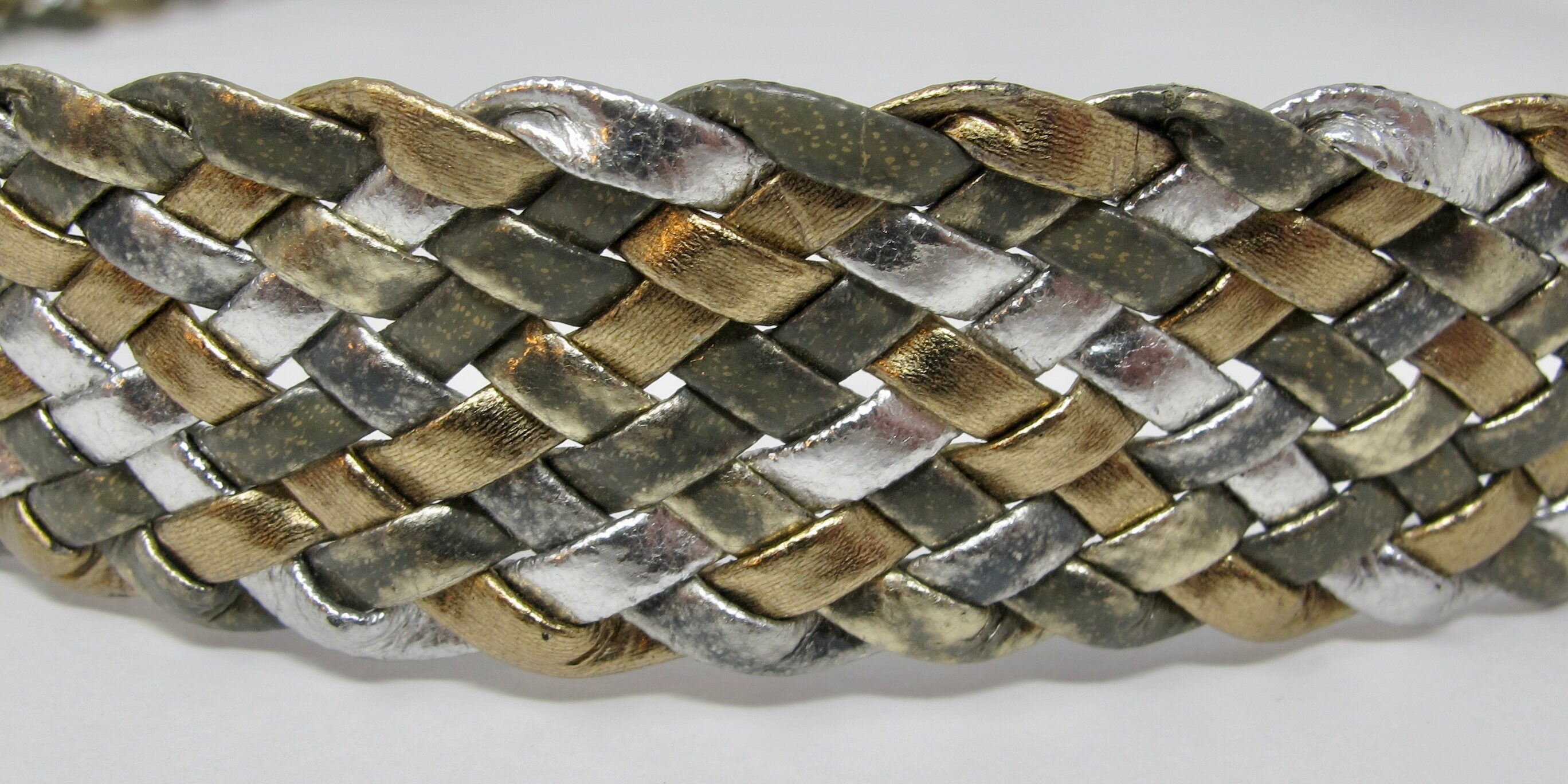 Vintage Disco (Size XL) Gold & Silver Braided Weave Belt Women main image 3