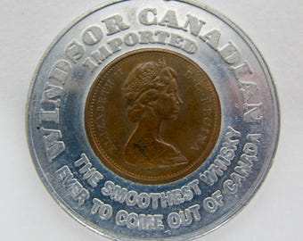 Windsor Canadian Whiskey Encased 1969 Canada Penny Good Luck Charm