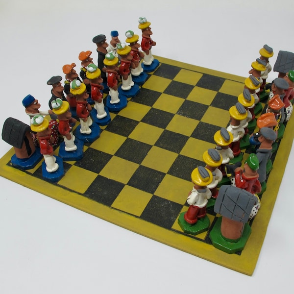 Handmade Clay Chess Set From Mexico